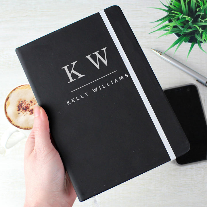 Personalised Initials Black Hardback Notebook – alternative view