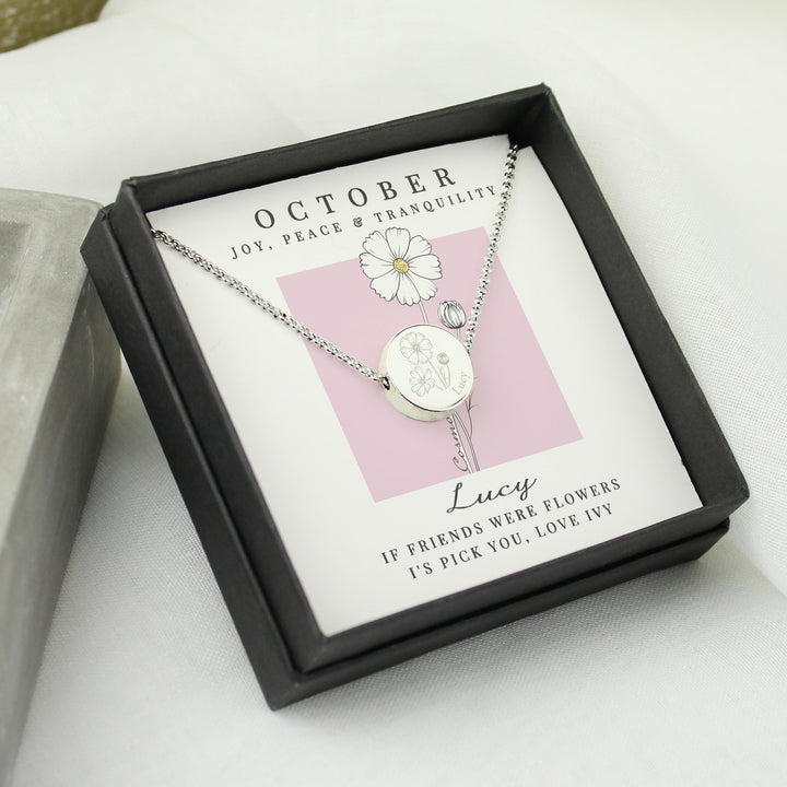 Personalised October Birth Flower Necklace and Box – alternative view