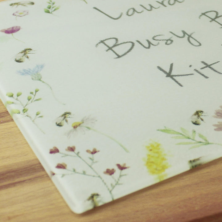 Personalised Busy Bee Glass Chopping Board/Worktop Saver – alternative view