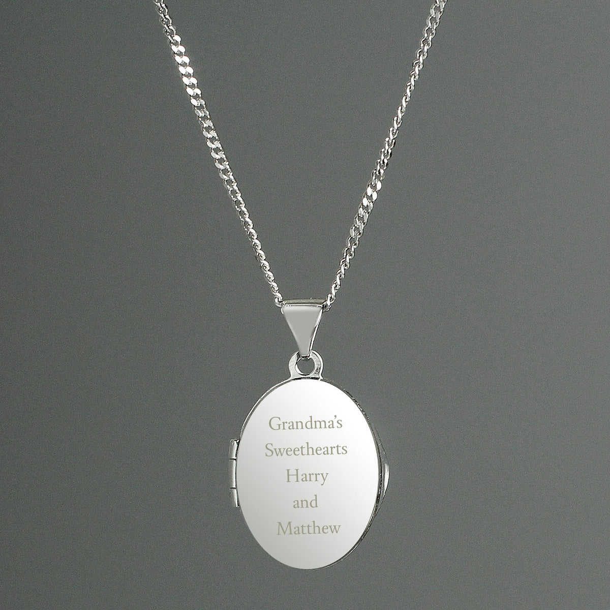 Personalised Sterling Silver Oval Locket Necklace – alternative view