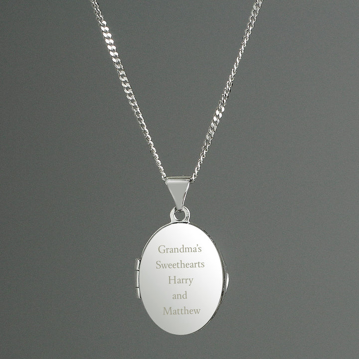 Personalised Sterling Silver Oval Locket Necklace – alternative view