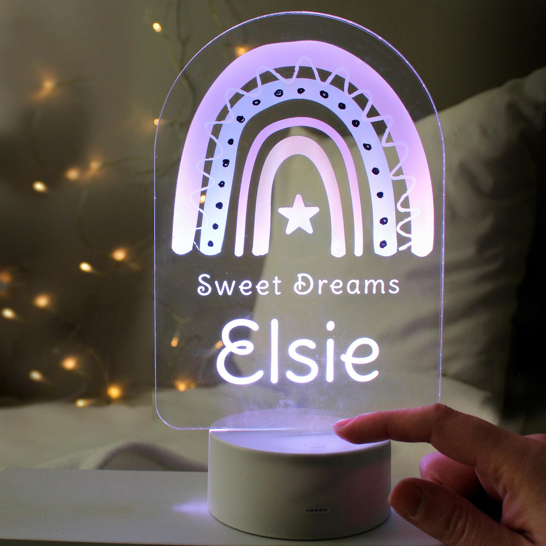 Personalised Pink Rainbow LED Colour Changing Night Light – alternative view