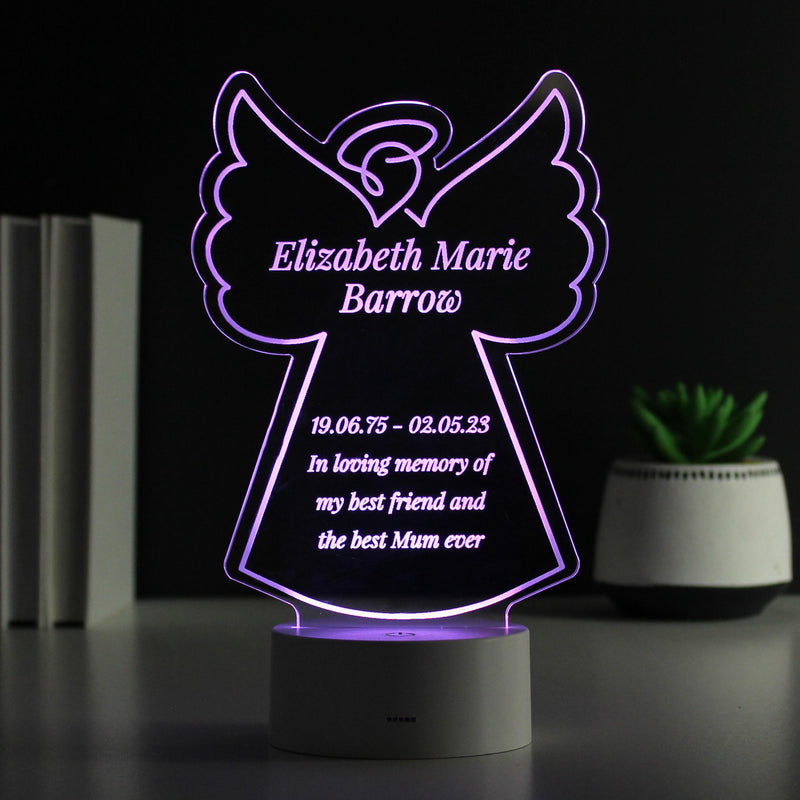 Personalised Free Text Angel Memorial Colour Changing LED Light