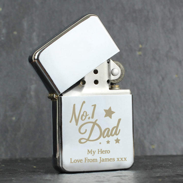 Personalised No.1 Dad Silver Lighter, The Personal Shop, personalised gifts