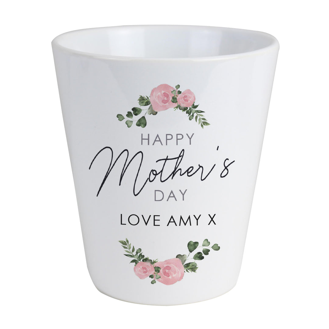 Personalised Abstract Rose Happy Mothers Day Plant Pot, The Personal Shop, personalised gifts