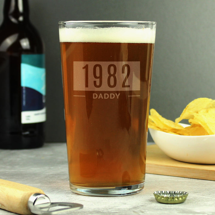 Personalised Name &amp; Date Pint Glass, The Personal Shop, personalised gifts