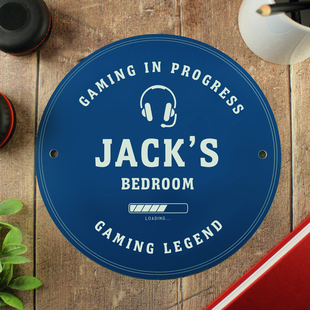 Personalised Gaming Blue Plaque, The Personal Shop, personalised gifts