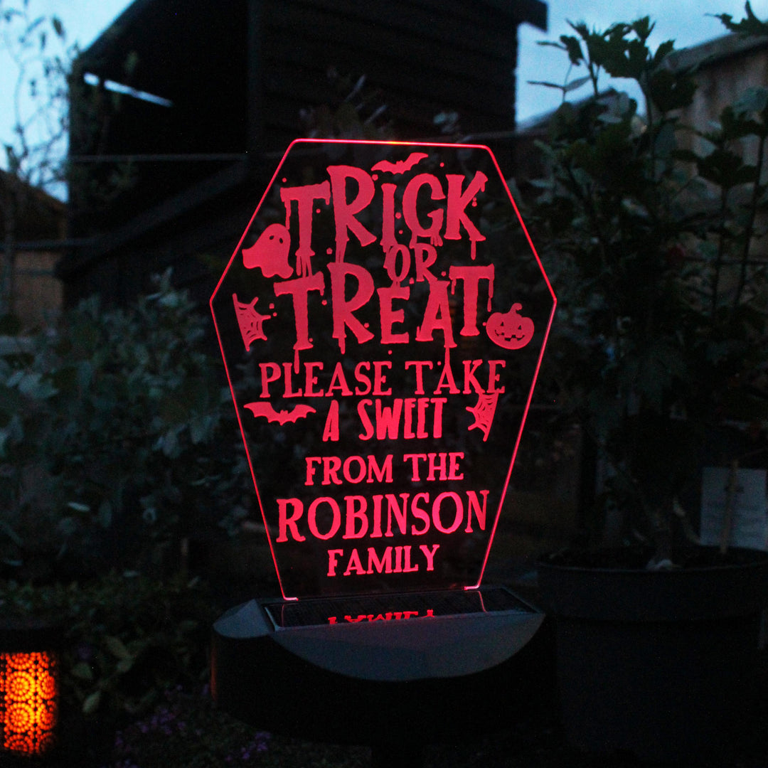 Personalised Trick or Treat Halloween Solar Light – alternative view