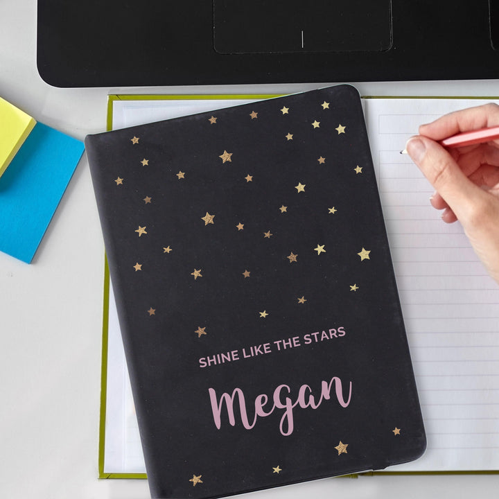 Personalised Starry Black Hardback Notebook, The Personal Shop, personalised gifts