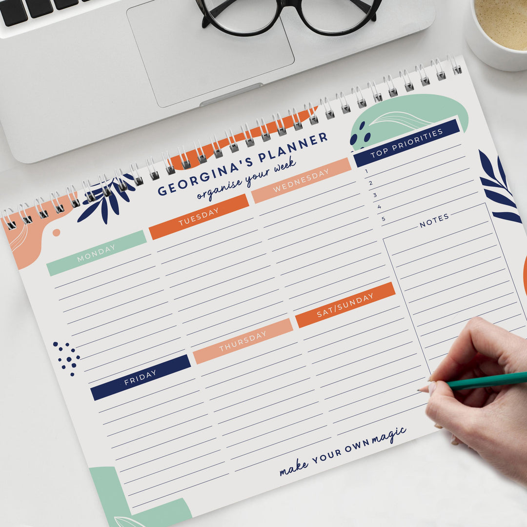 Personalised Tropical A4 Desk Planner – alternative view