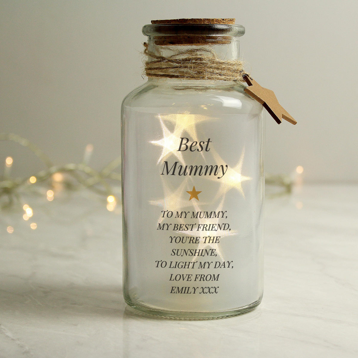 Personalised Free Text LED Glass Jar – alternative view