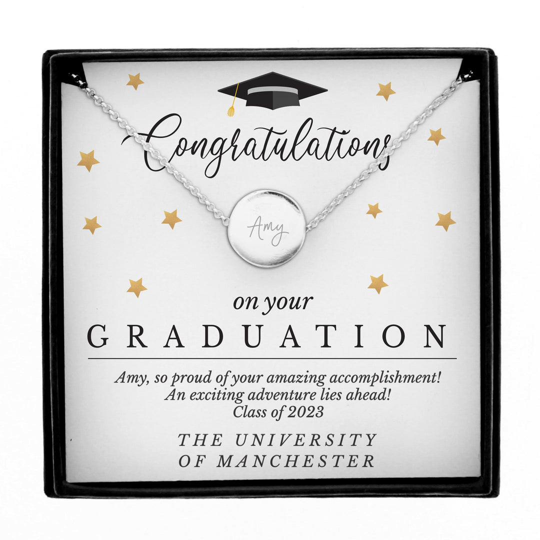 Personalised Graduation Sentiment Silver Tone Necklace and Box – alternative view