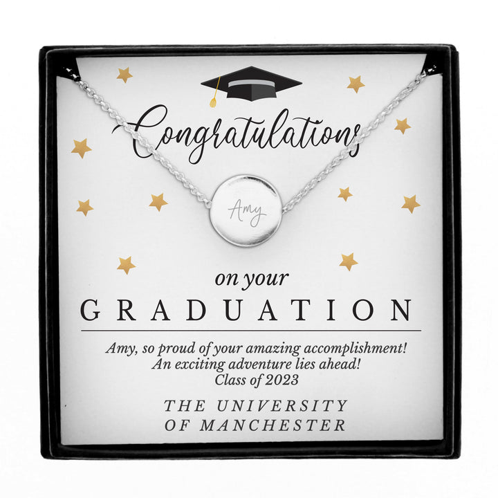 Personalised Graduation Sentiment Silver Tone Necklace and Box – alternative view