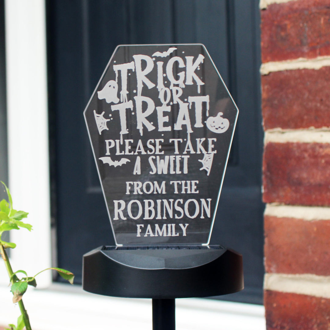 Personalised Trick or Treat Halloween Solar Light – alternative view