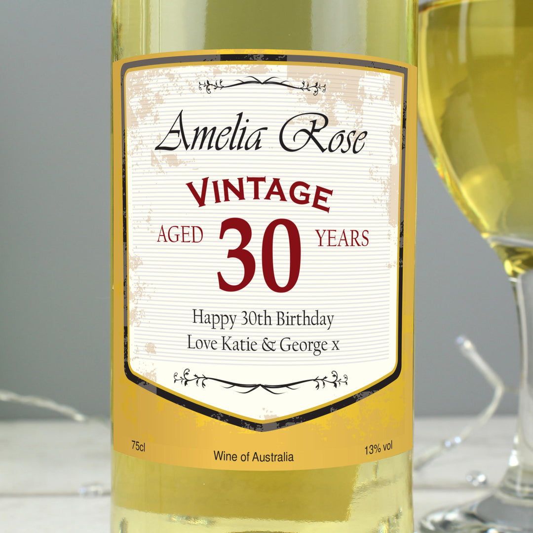 Personalised White Wine Vintage Age Label, The Personal Shop, personalised gifts