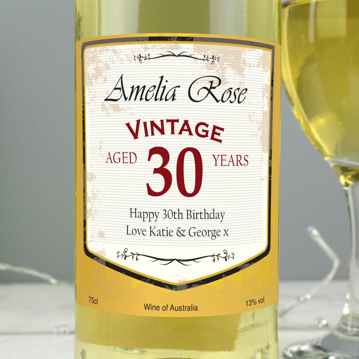Personalised White Wine Vintage Age Label, The Personal Shop, personalised gifts