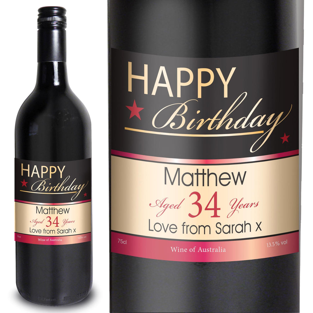 Personalised Happy Birthday Red Wine, The Personal Shop, personalised gifts