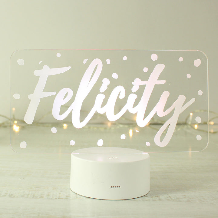 Personalised Polka-dot Name only LED Colour Changing Night Light – alternative view