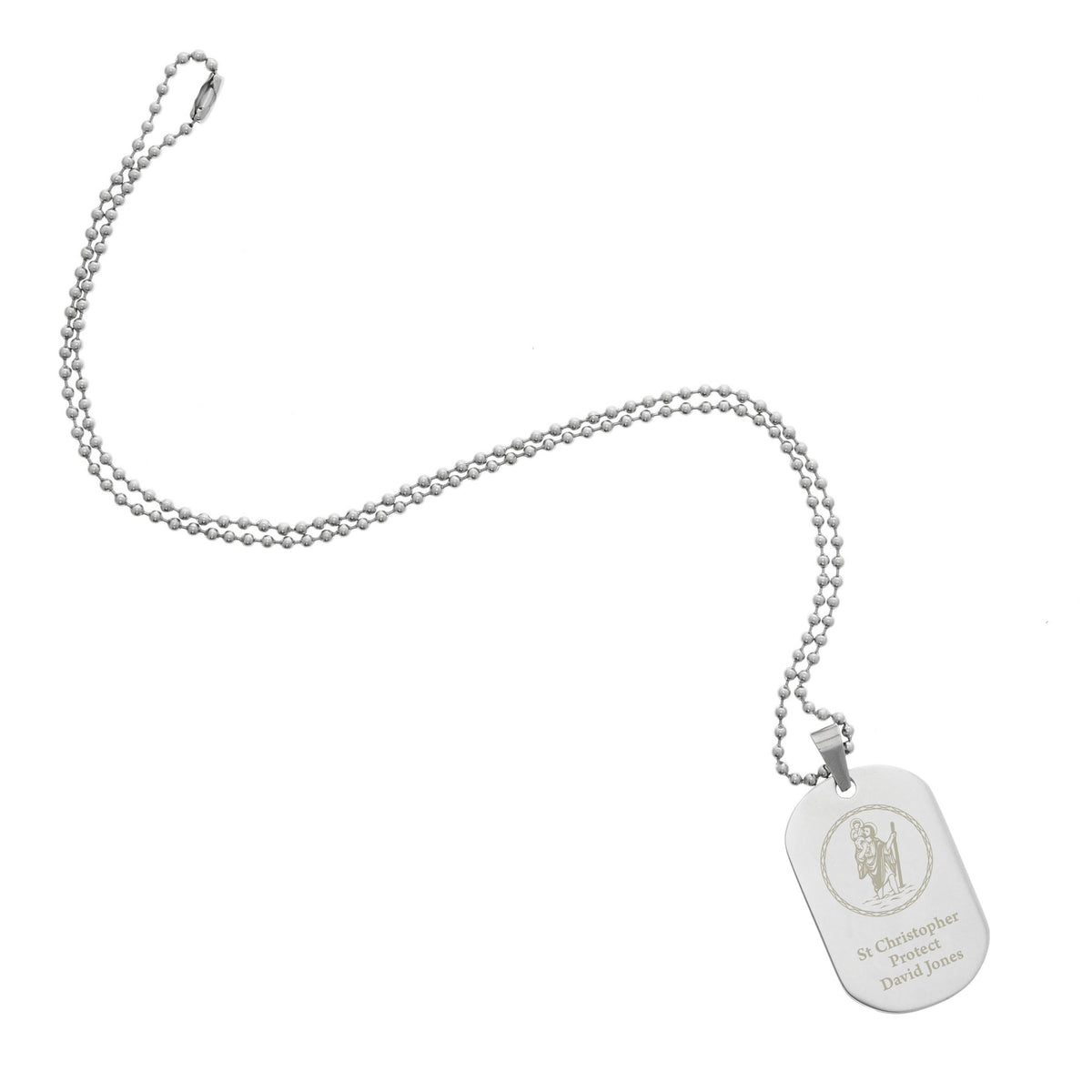 Personalised St Christopher Stainless Steel Dog Tag Necklace – alternative view