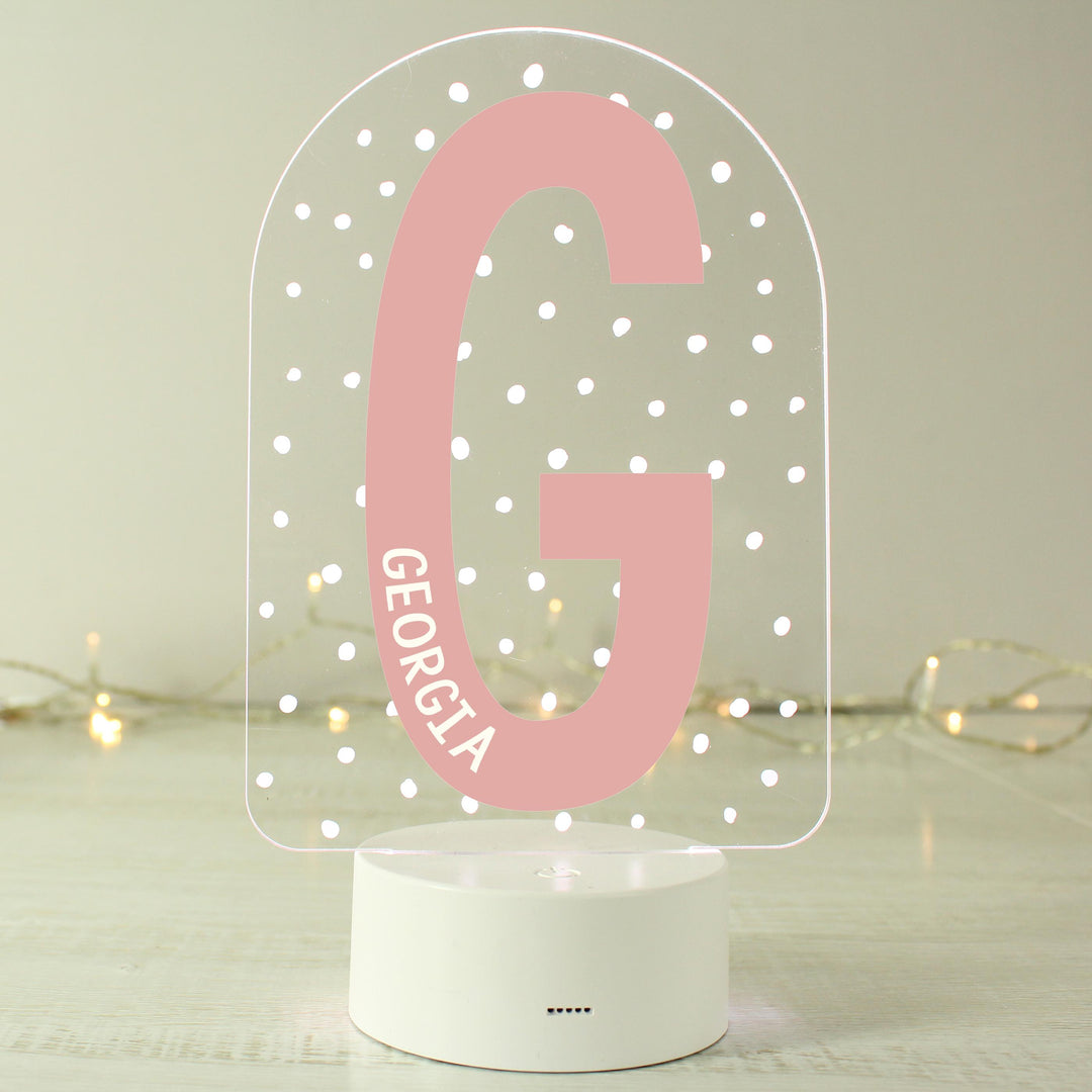 Personalised Initial LED Colour Changing Night Light – alternative view