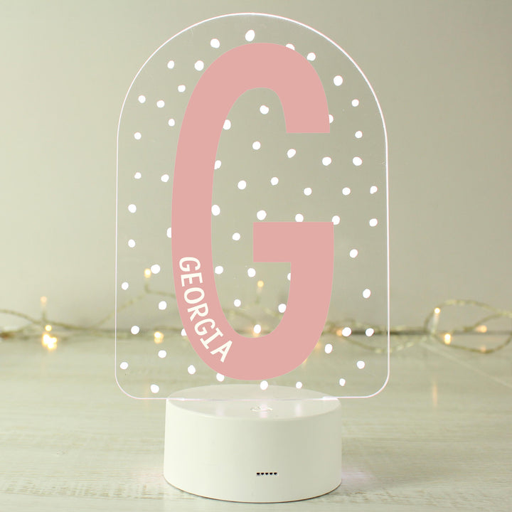 Personalised Initial LED Colour Changing Night Light – alternative view