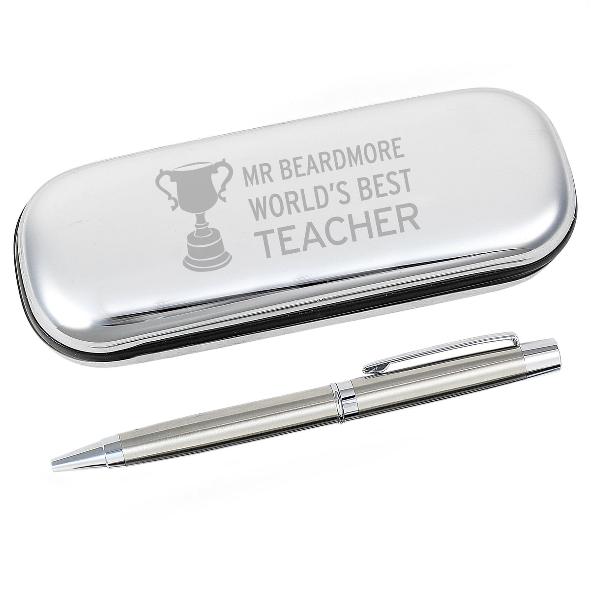 Personalised Teacher Trophy Pen and Box Set, The Personal Shop, personalised gifts