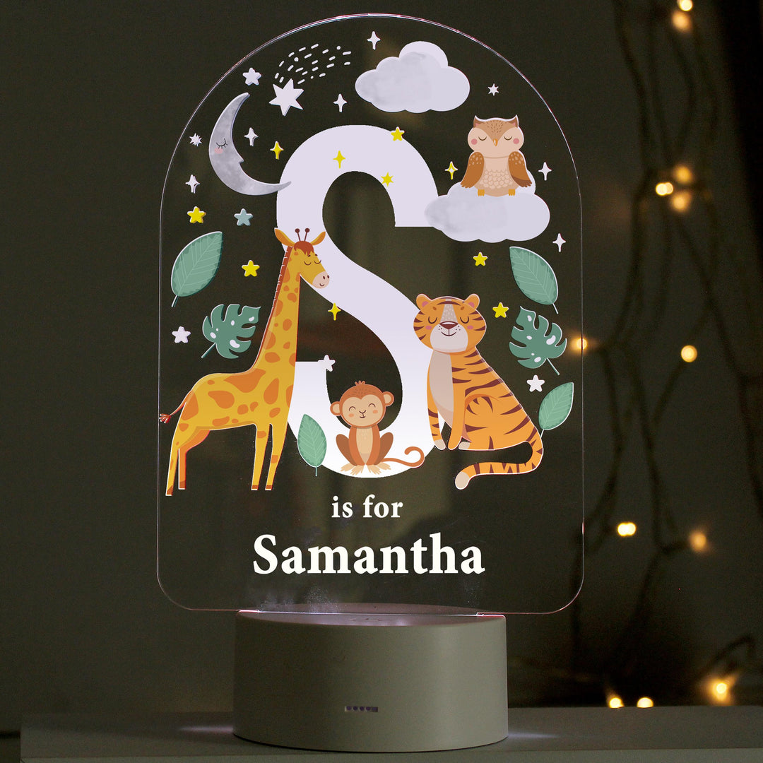 Personalised Animal Alphabet LED Colour Changing Night Light – alternative view