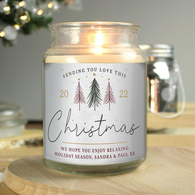 Personalised Sending You Love Christmas Large Scented Jar Candle