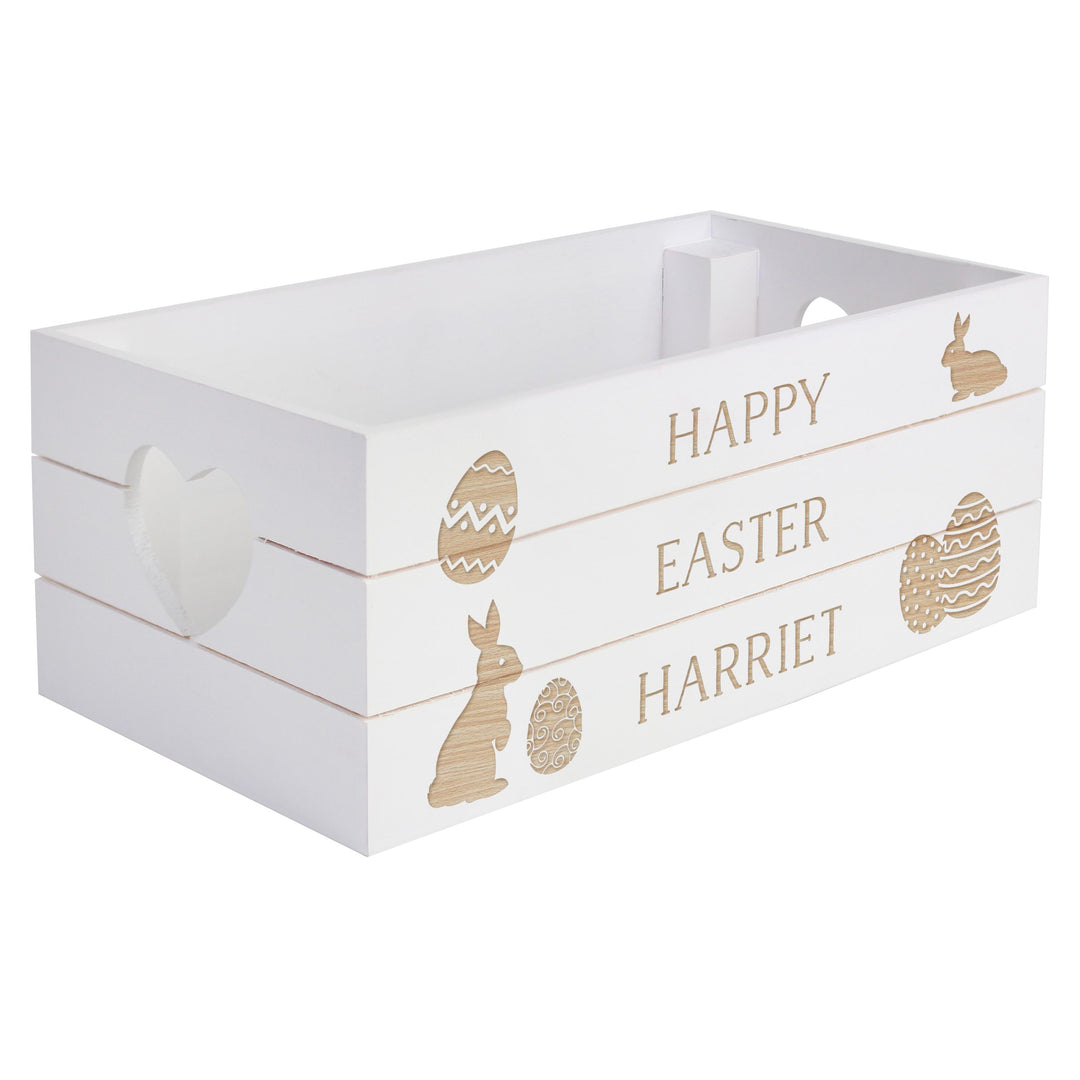Personalised Easter Bunny White Wooden Crate – alternative view
