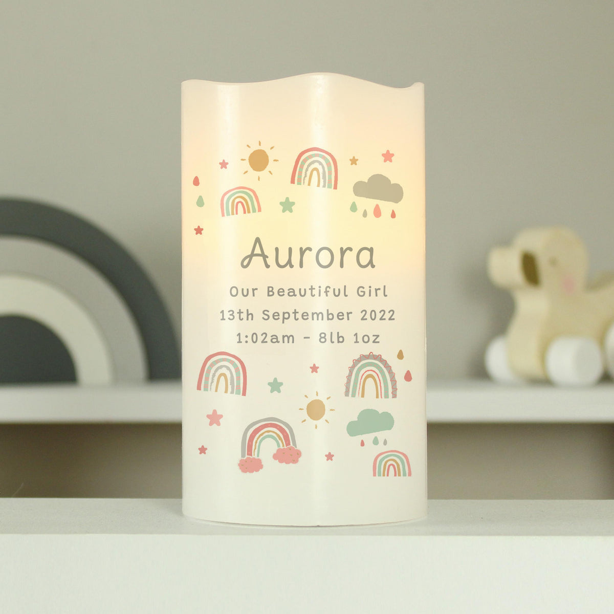 Personalised Rainbow LED Candle – alternative view