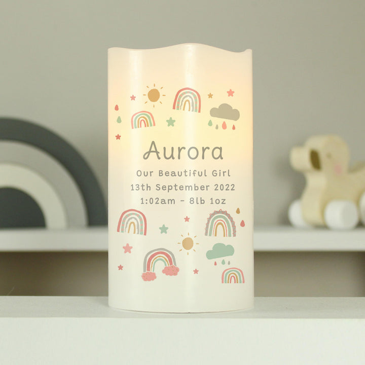 Personalised Rainbow LED Candle – alternative view