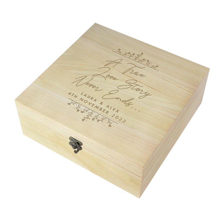 Personalised True Love Story Wooden Keepsake Box, The Personal Shop, personalised gifts