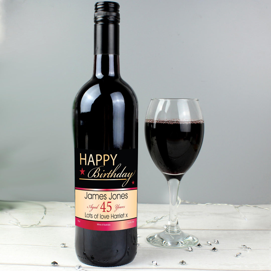 Personalised Happy Birthday Red Wine, The Personal Shop, personalised gifts