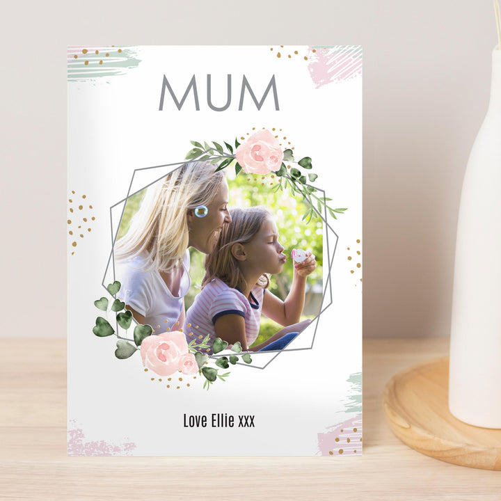 Personalised Floral Abstract Photo Upload Card - alternative view