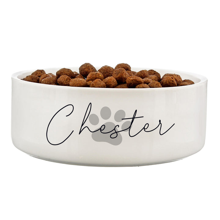 Personalised Grey Pawprint Name 14cm Medium Pet Bowl – alternative view