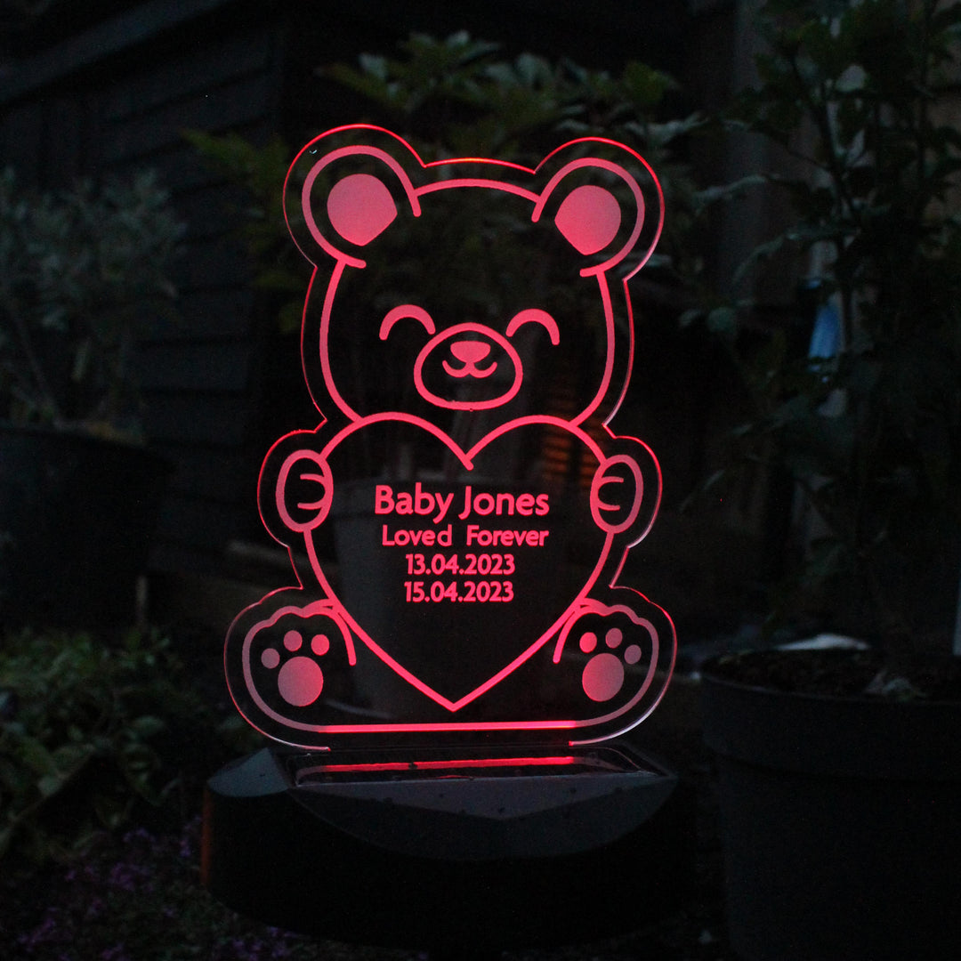 Personalised Bear Memorial Outdoor Solar Light – alternative view