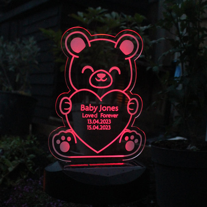 Personalised Bear Memorial Outdoor Solar Light – alternative view