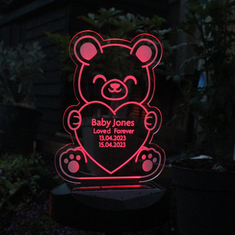 Personalised Bear Memorial Outdoor Solar Light
