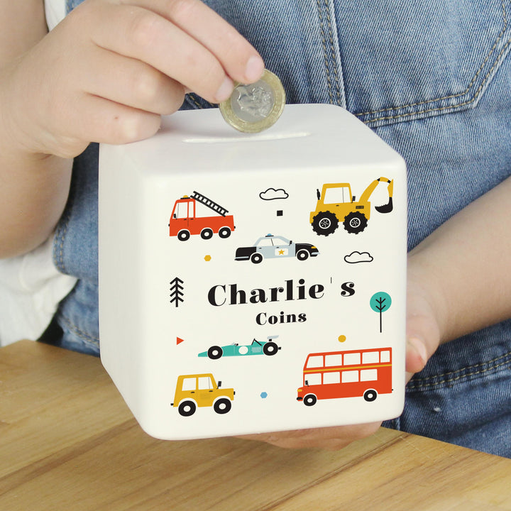 Personalised Vehicles Ceramic Square Money Box – alternative view