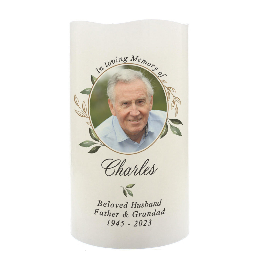 Personalised Botanical Memorial Photo Upload LED Candle – alternative view