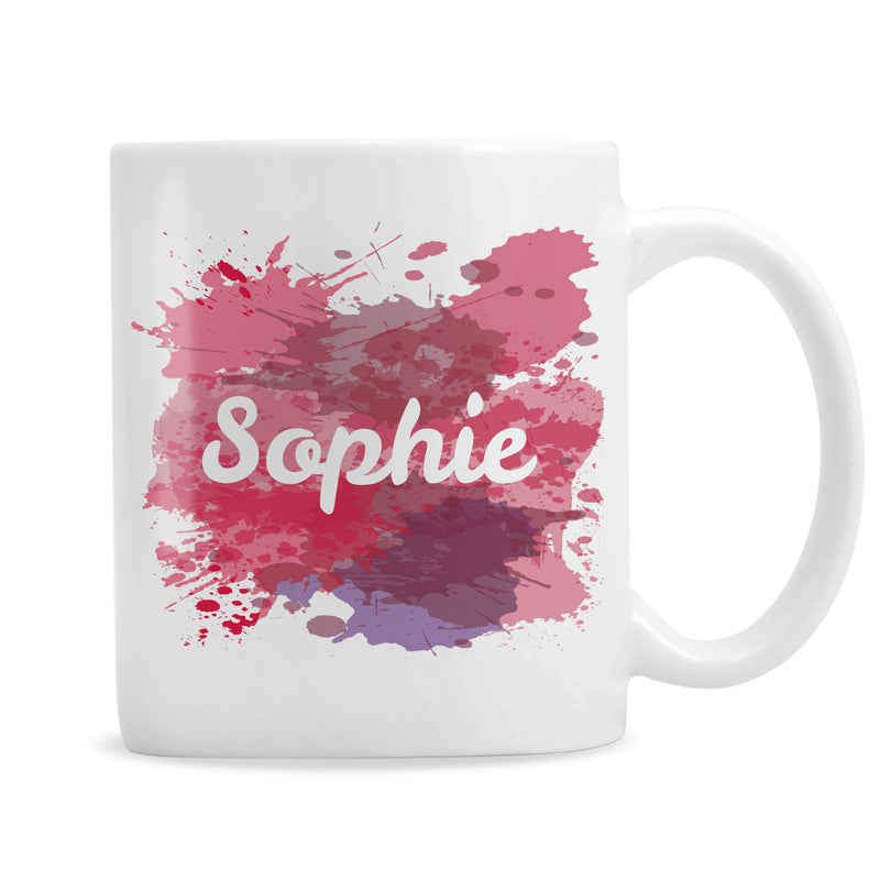 Personalised Splash Pink Handled Mug