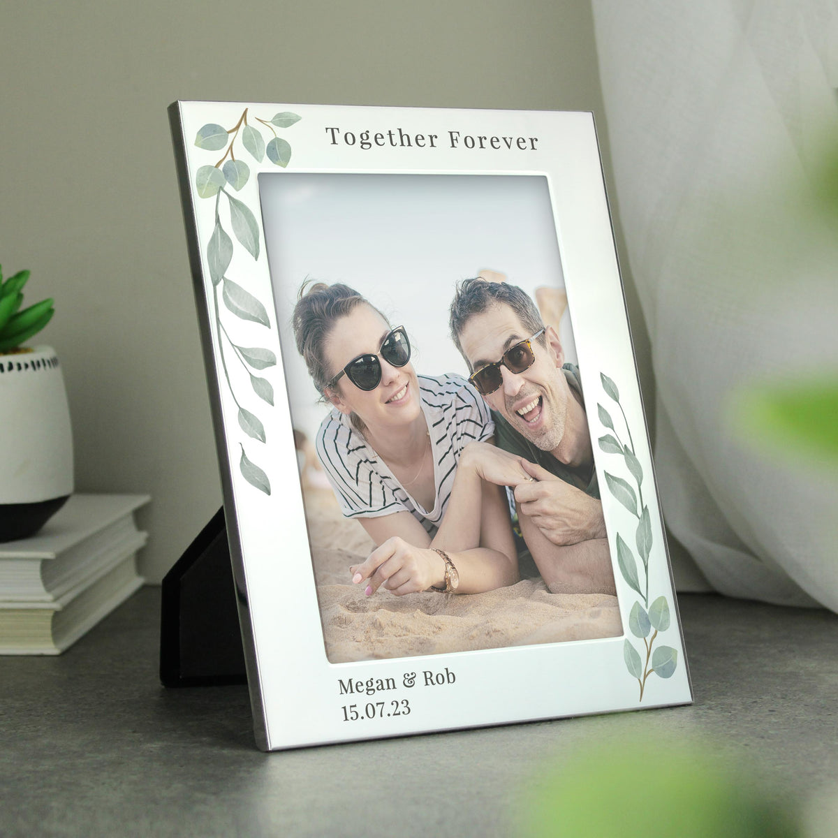 Personalised Botanical 6x4 Silver Photo Frame – alternative view