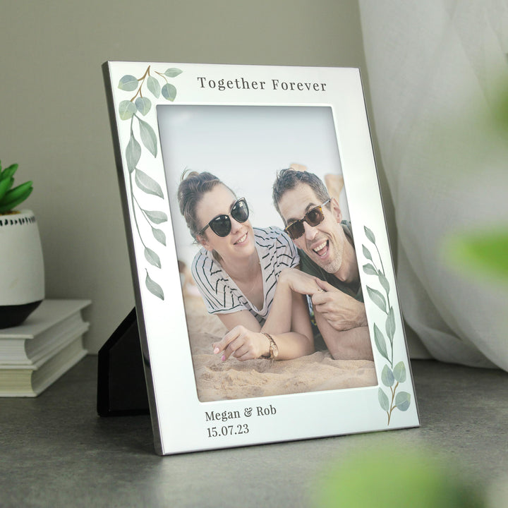 Personalised Botanical 6x4 Silver Photo Frame – alternative view
