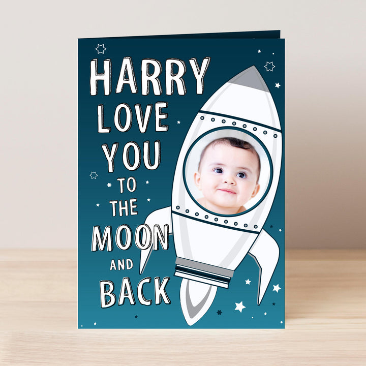 Personalised Moon &amp; Back Photo Upload Card, The Personal Shop, personalised gifts