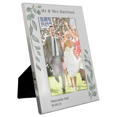 Personalised Botanical 6x4 Silver Photo Frame