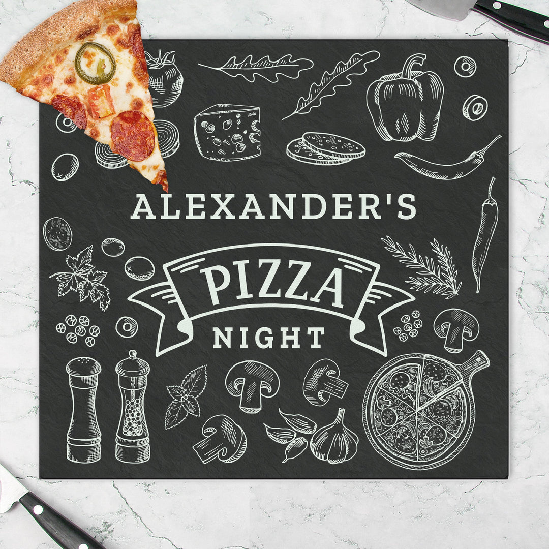 Personalised Pizza Glass Chopping Board/Worktop Saver – alternative view