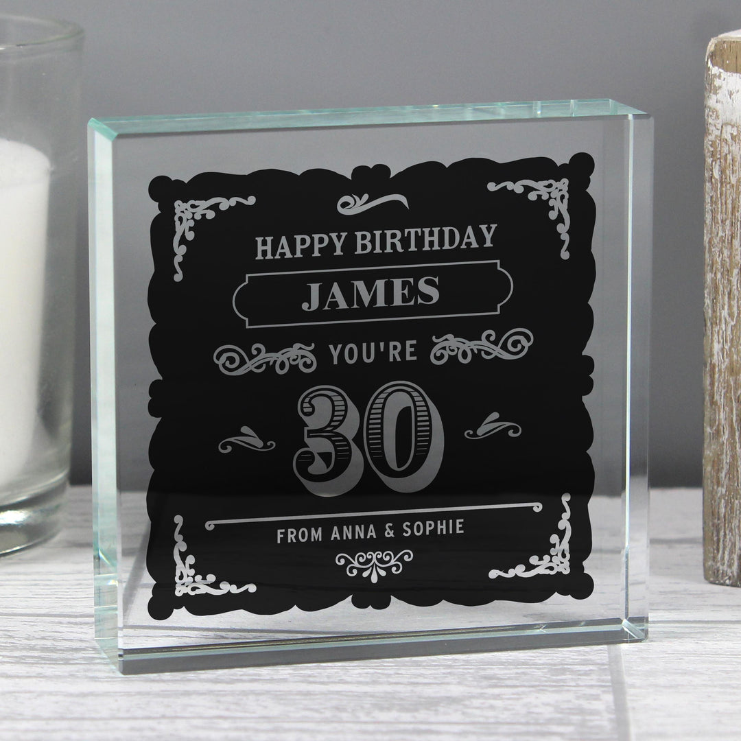 Personalised Birthday Vintage Typography Crystal Token, The Personal Shop, personalised gifts