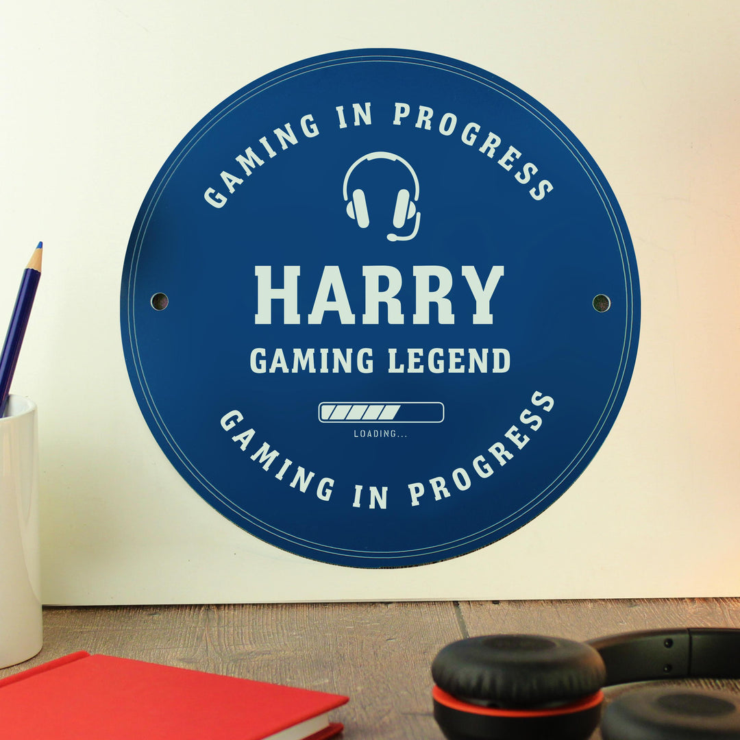 Personalised Gaming Blue Plaque, The Personal Shop, personalised gifts