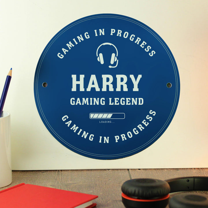 Personalised Gaming Blue Plaque, The Personal Shop, personalised gifts