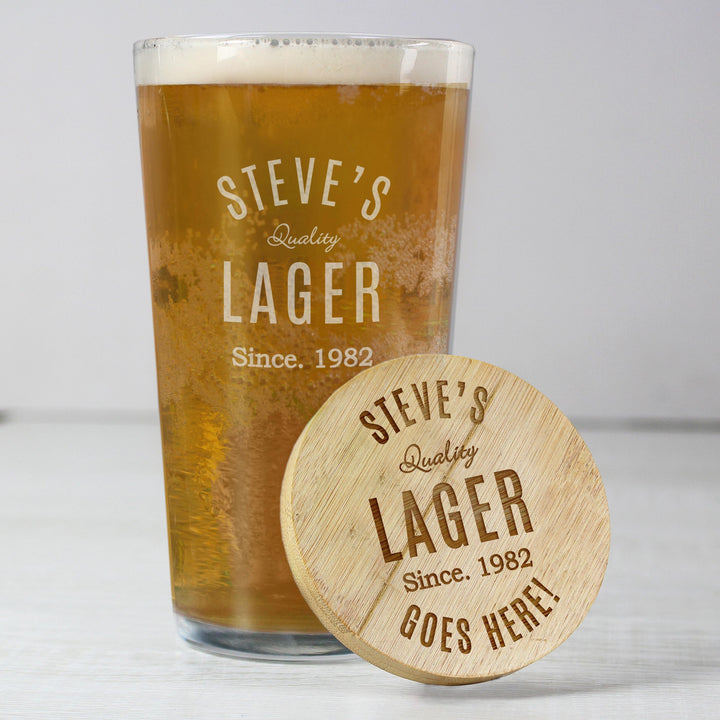 Personalised Free Text Bamboo Bottle Opener Coaster and Pint Glass – alternative view